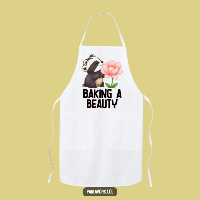 Funny Delighted Badger Flower Apron - Gardener's Joyful Chef Gift