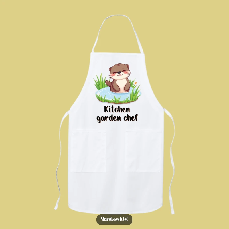 Funny Playful Otter Watering Apron - Gardener's Whimsical Chef Gift