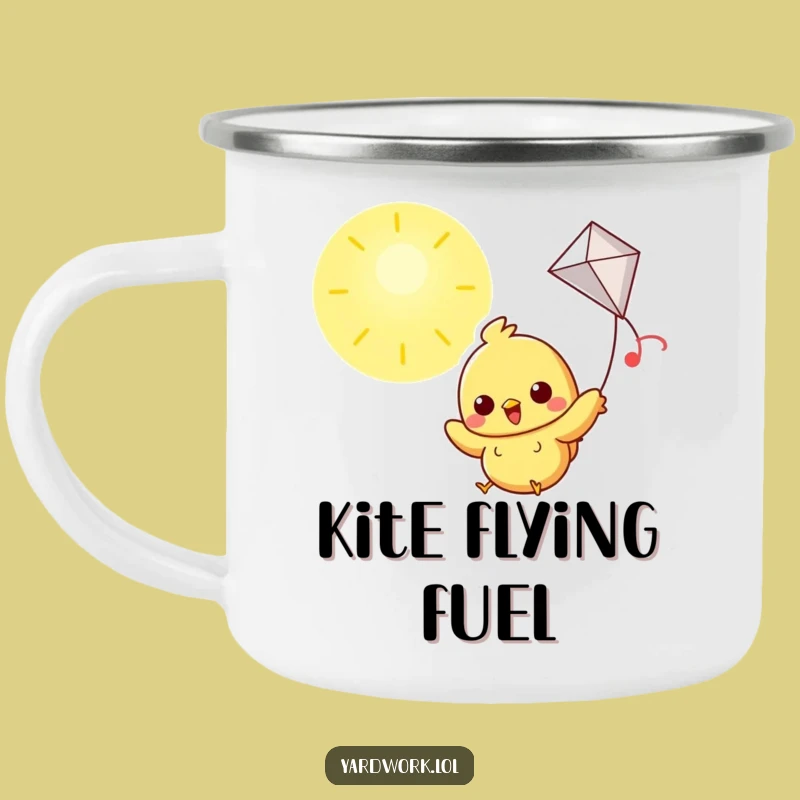 Funny Chick Flying Kite Camping Mug: Durable & Cheerful Outdoor Gift