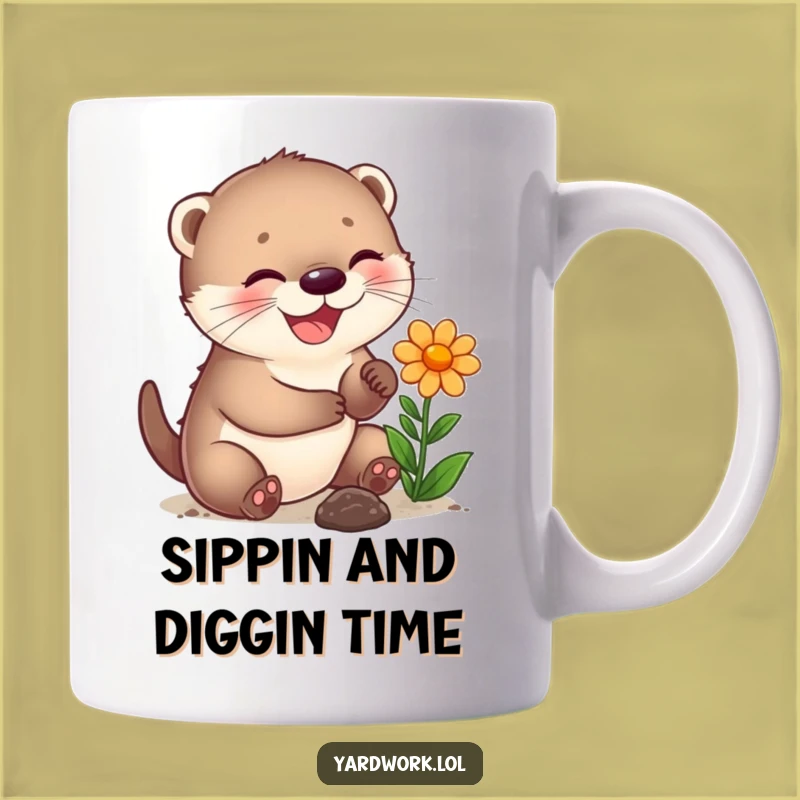 Funny Otter Cub Planting Mug: Joyful Flower Planter Gift for Garden Lovers