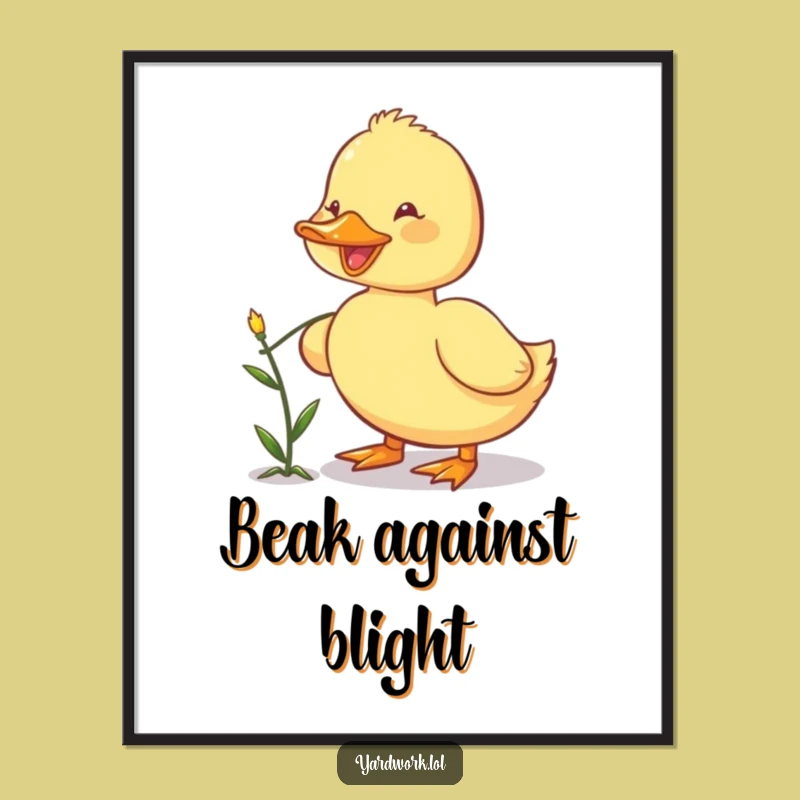 Funny Happy Duckling Weeding Digital Art - Instant Garden Decor Gift