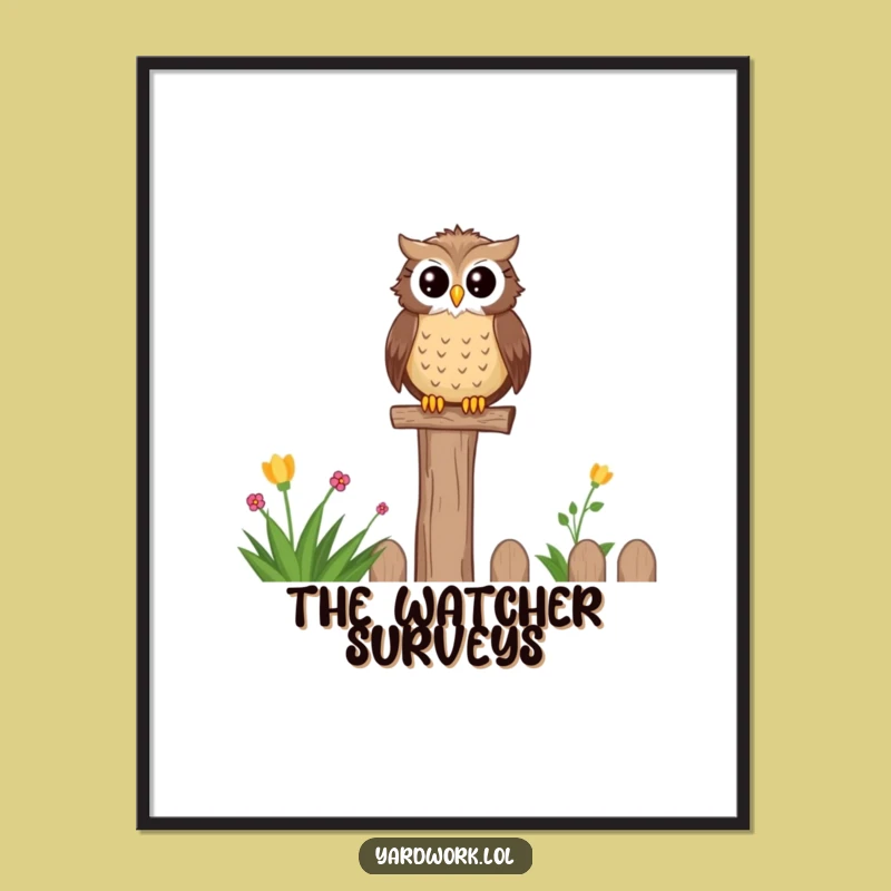 Funny Content Owl Garden Digital Art - Instant Wise Bird Decor Gift