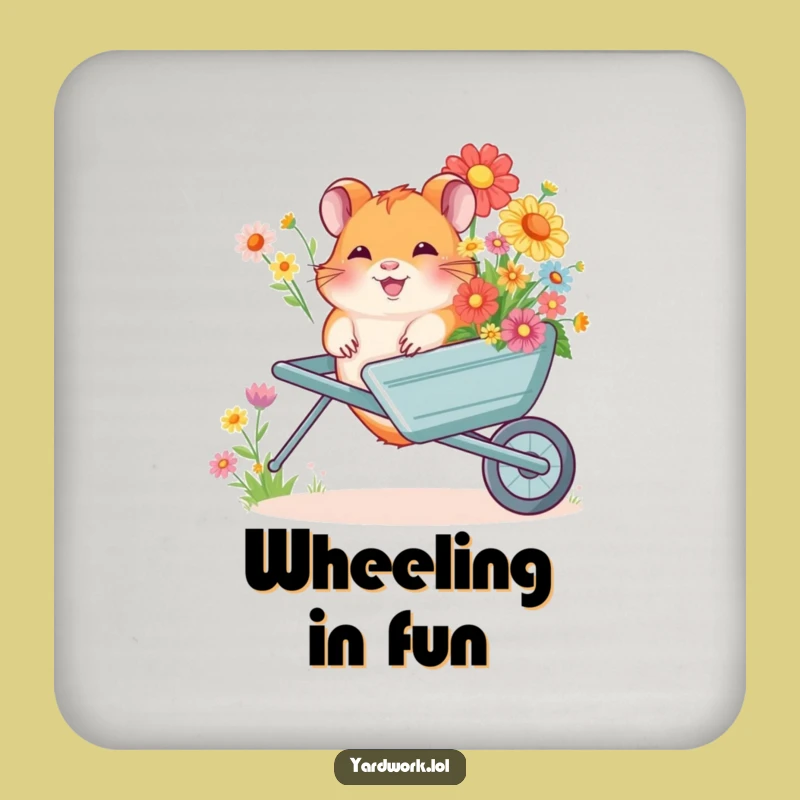 Funny Hamster Flower Wheelbarrow Coaster - Giggling Pet Drink Protection Gift