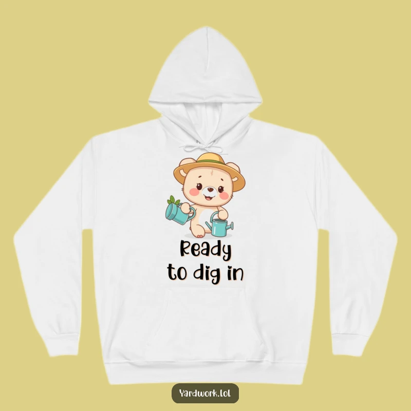 Funny Bear Cub Gardening Hoodie: Cozy & Cute Sweatshirt for a Cheerful Vibe
