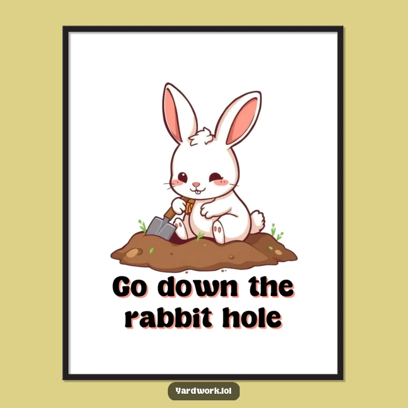 Free Printable Wall Art: Playful Rabbit Digging Decor, DIY Downloadable Art