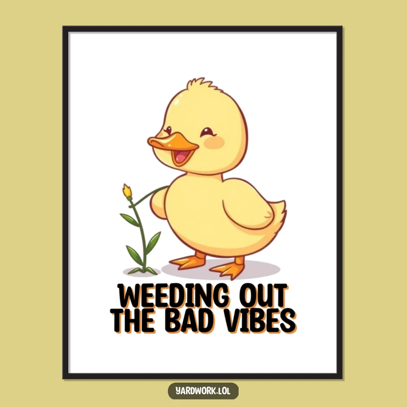 Funny Free Printable Wall Art: Happy Duckling Weeding, Garden Charm, Downloadable Decor