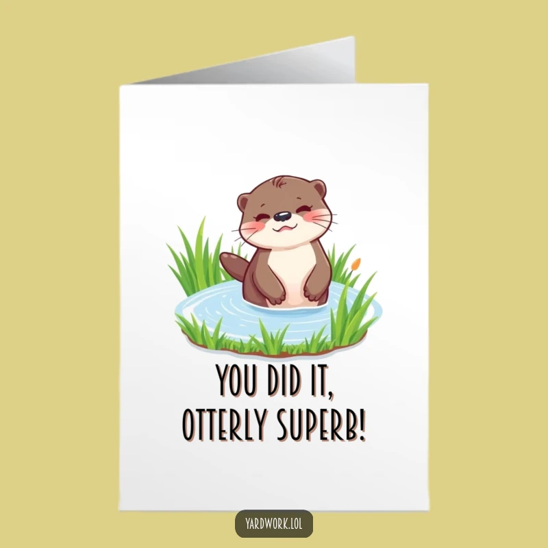 Free Printable Congrats Card: Otter Watering Grass, Funny Downloadable Message