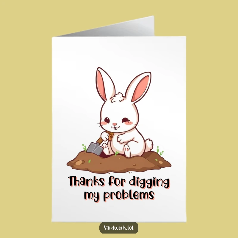 Free Printable Thank You Card: Rabbit's Helpful Dig, Print at Home Gratitude
