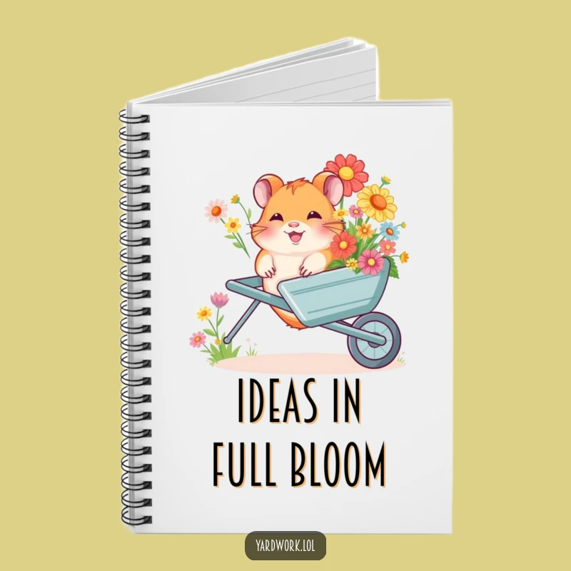 Funny Hamster Flower Wheelbarrow Notebook - Giggling Pet Journal Gift