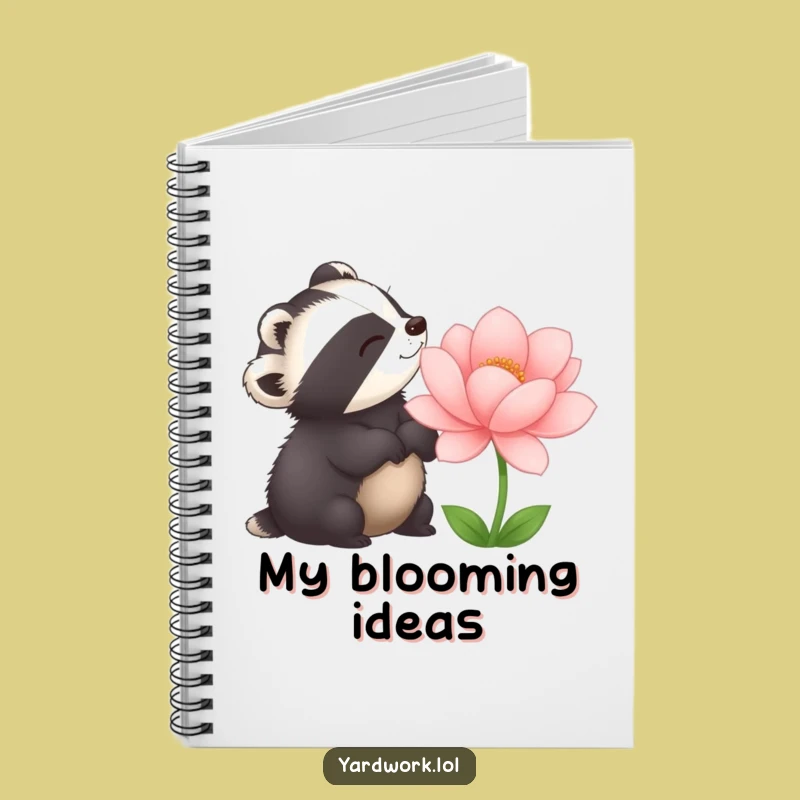 Funny Delighted Badger Flower Notebook - Joyful Nature Journal Gift