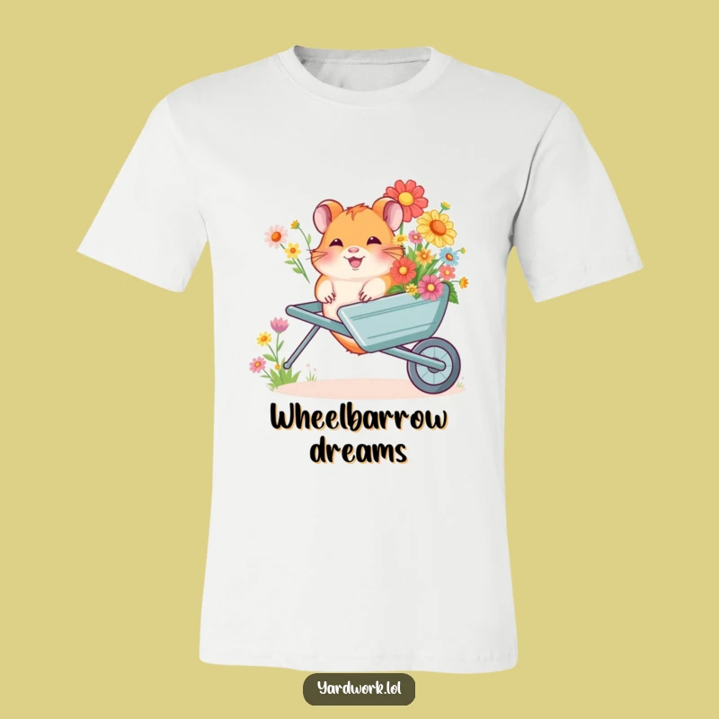 Funny Giggling Hamster Flower Wheelbarrow T-Shirt - Hilarious Pet Lover Gift