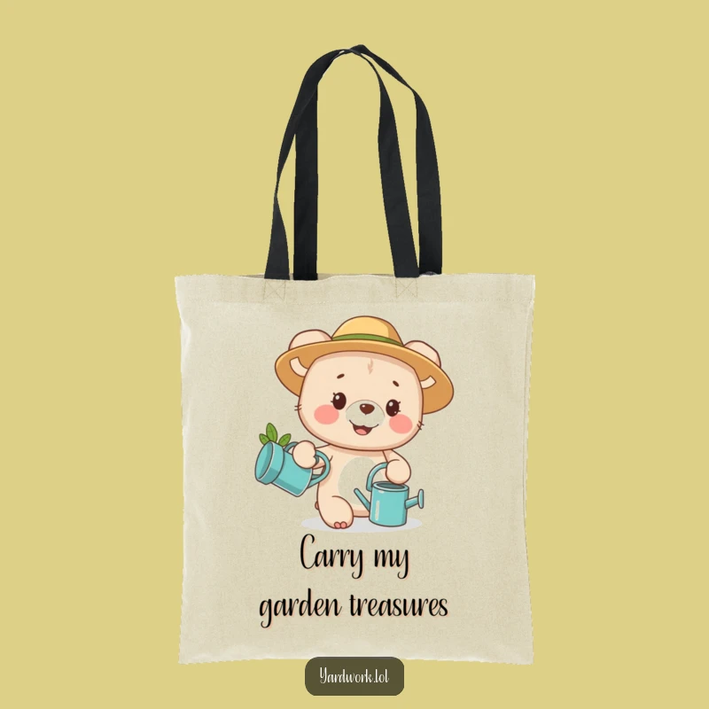 Funny Bear Cub Gardening Tote Bag: Spacious & Cute Carry-all Gift for Plant Lovers
